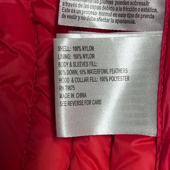 NWOT Michael Kors Red Puffer Packable Down Gold Logo Hooded Jacket Womens Sz XL - Picture 7 of 9